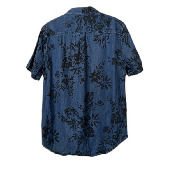 SUPERDRY Blue Floral Short Sleeve Button Up Shirt Top Mens Size Medium - Picture 6 of 8